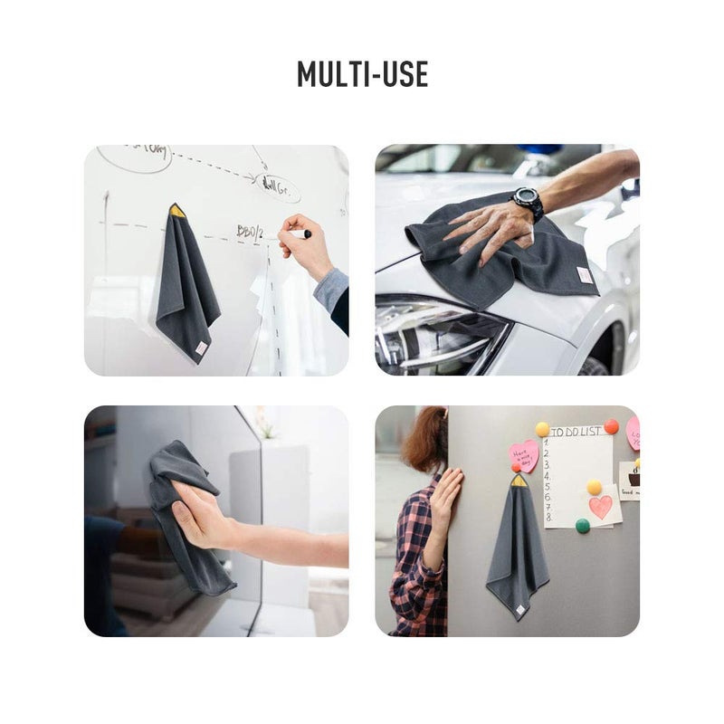 loukin 4 Pack Magnetic Whiteboard Cleaning Cloth  Dry Erase Cleaning Cloth for Classroom  Home and Office Use  Reusable & Washable  Gray  12"" x 12""  1 Bottle of 3.4 fl oz Whiteboard Cleaner Included - Image 5
